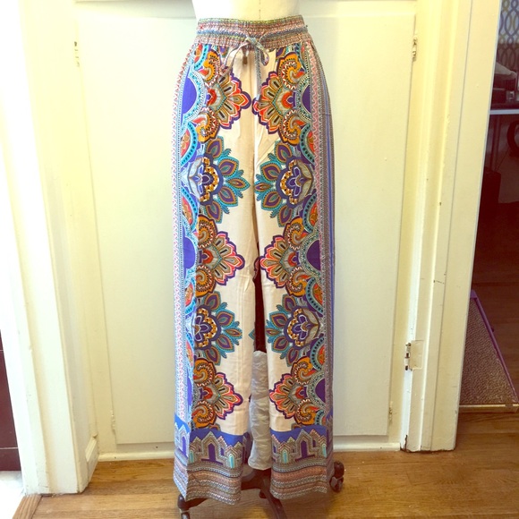 Cynthia Rowley Pants - NWOT tribal print elastic waist palazzo pants XS